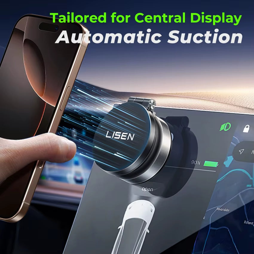 LISEN 360 Rotation Low Noise Strong Suction Magnetic Car Mobile Phone Holder Vacuum Suction Retractable Mount for Car Dashboard